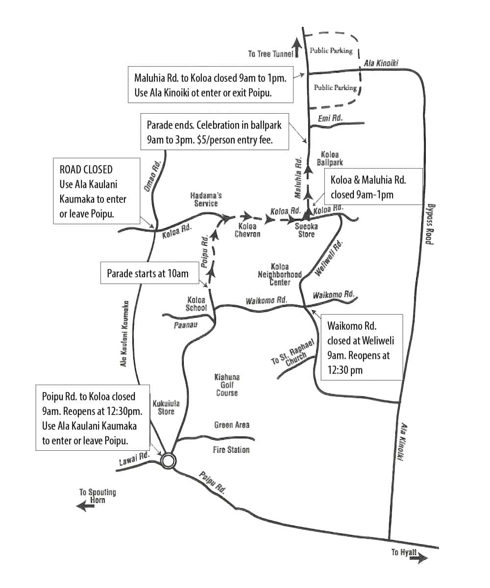 Map of parade route road closures